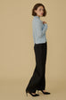 Wool blend elastic waist pants in black