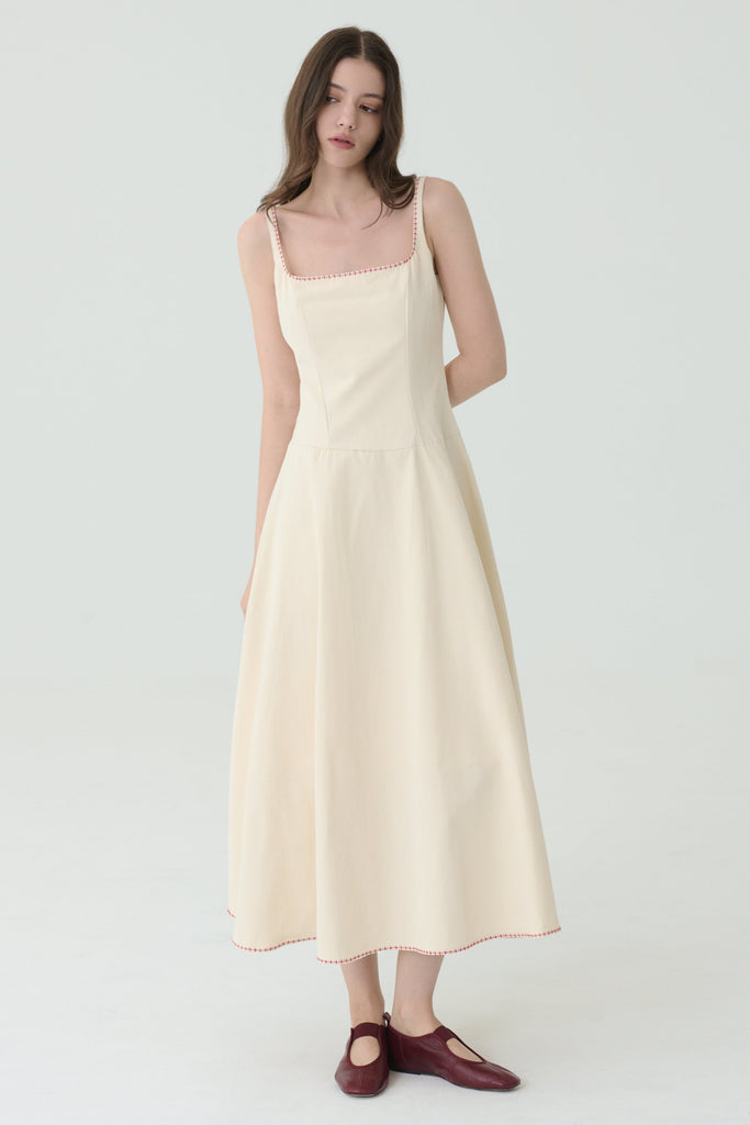 South of france embroidery dress in beige