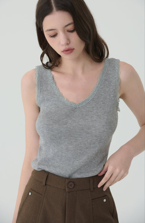 Lace whisper tank in grey