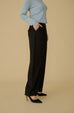 Wool blend elastic waist pants in black