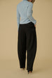 Wool blend elastic waist pants in black