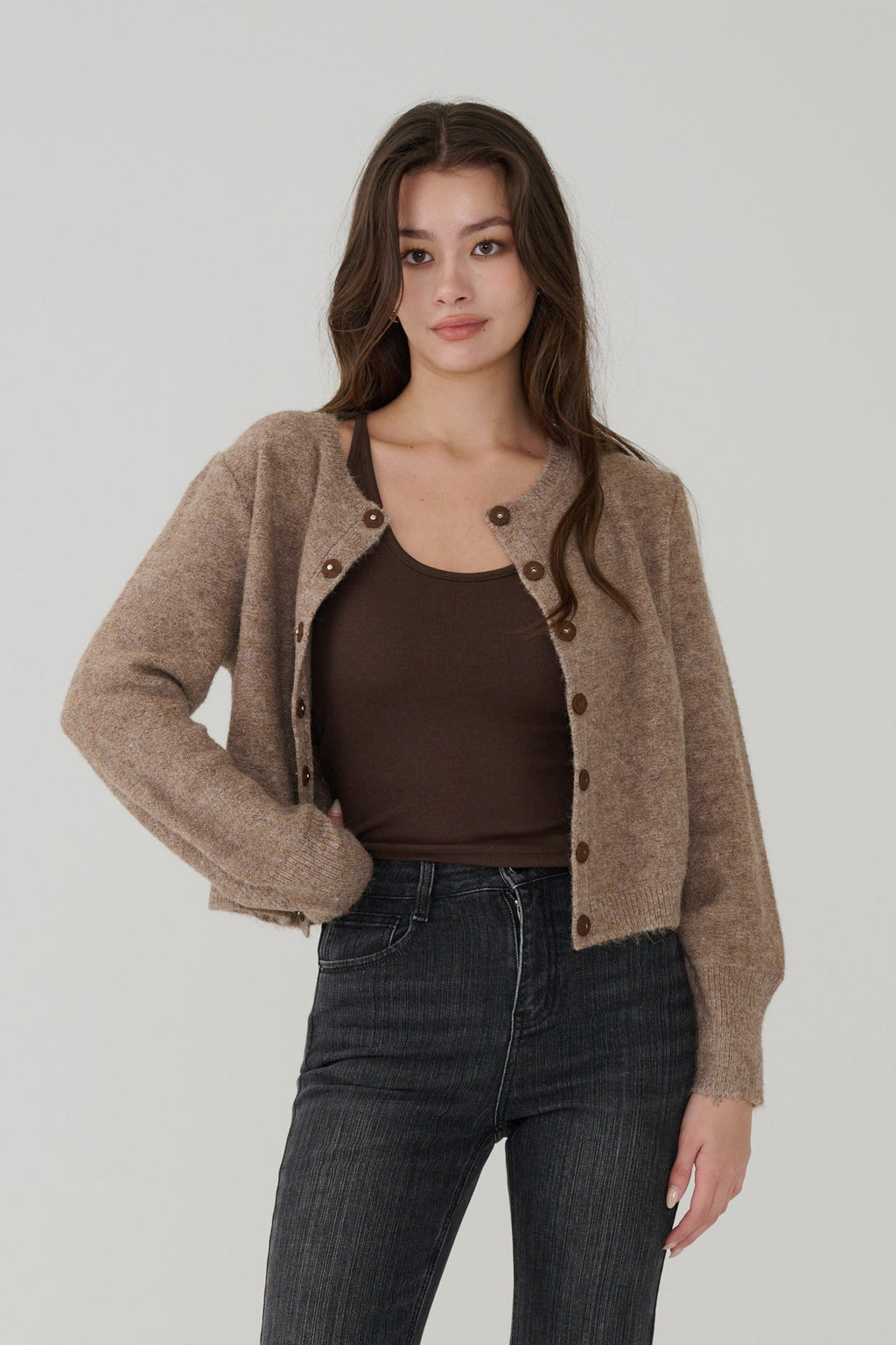 Wool Blend Two Ways Button Down Cardigan