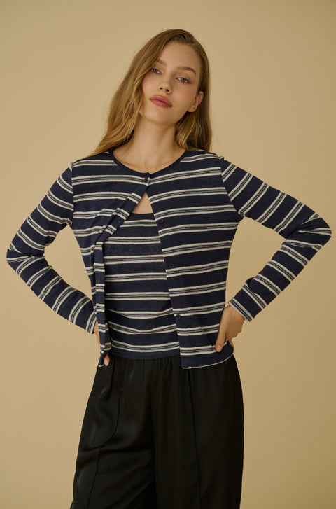 Navy blue stripes set