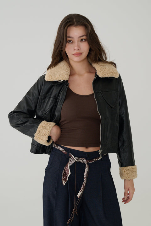 Top gun shearling faux leather jacket