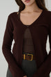 One button cardigan knit top in Brown