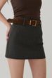 Kendall suede skirt with belt in Brown/Black/Grey