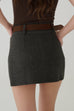Kendall suede skirt with belt in Brown/Black/Grey