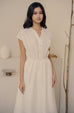 Let me fall elastic midi dress in beige