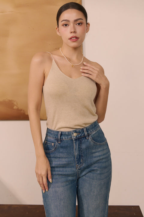 Chic Basic knit tank top in beige