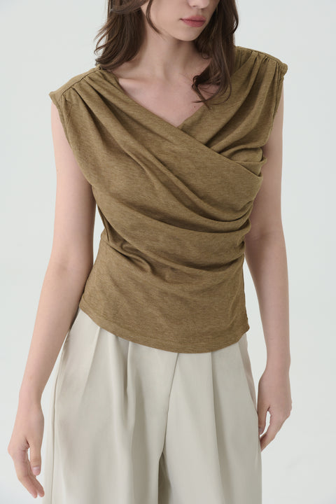 Ease knot sleeveless top in mocha