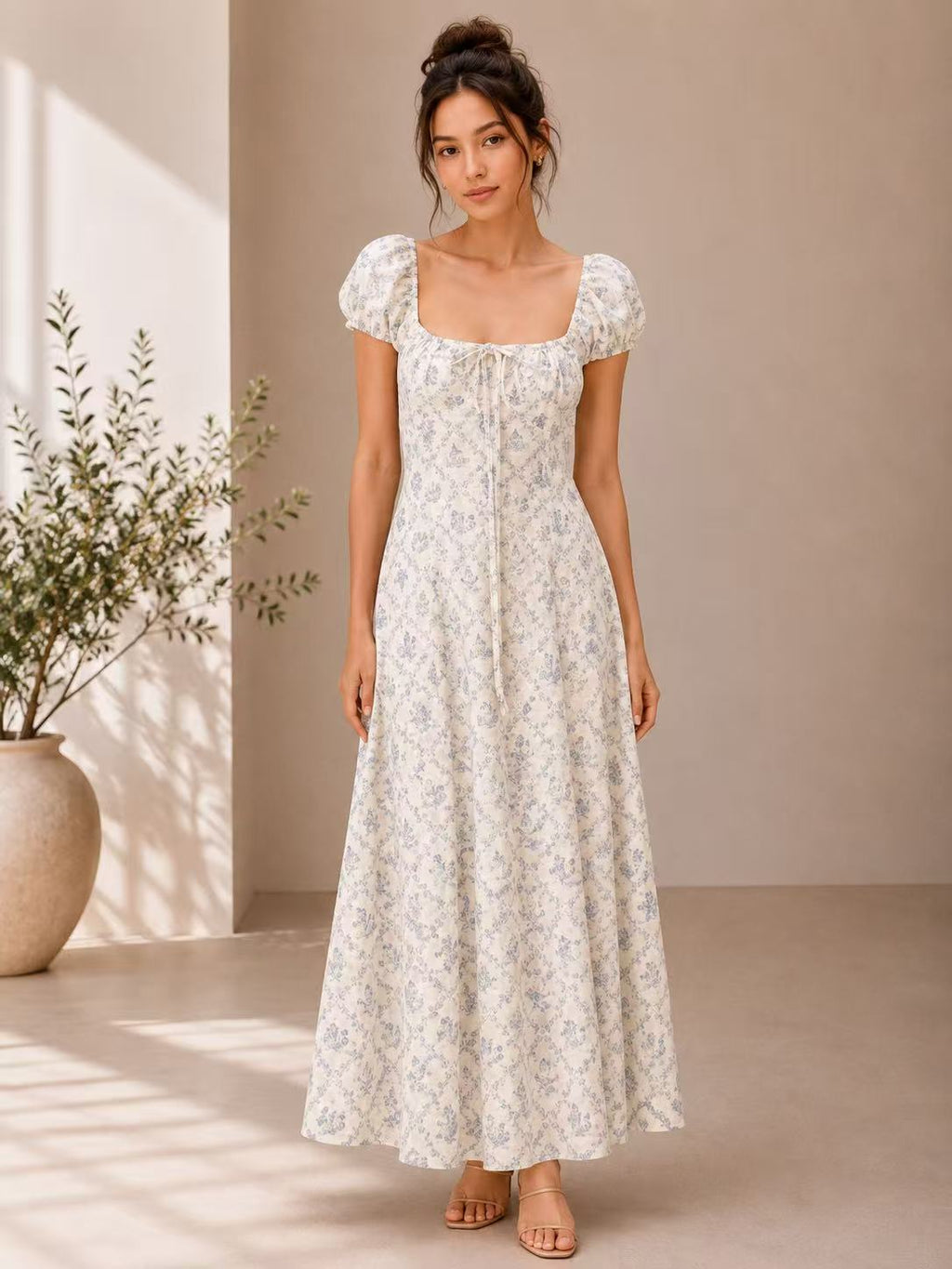 Azulejo print maxi dress