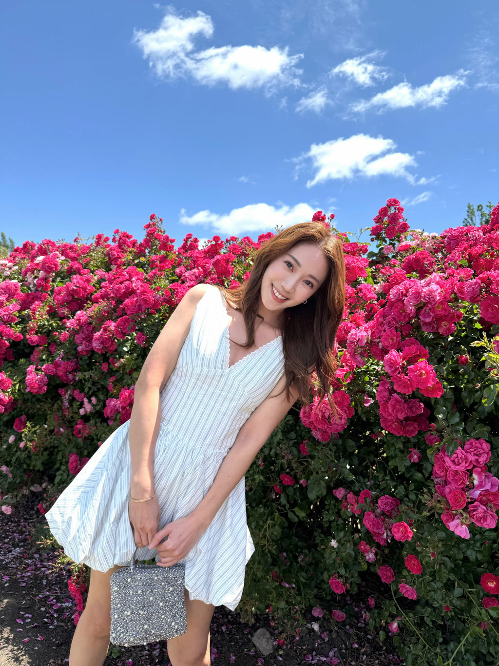 Grab a Drink with Me bubble dress in stripes/black