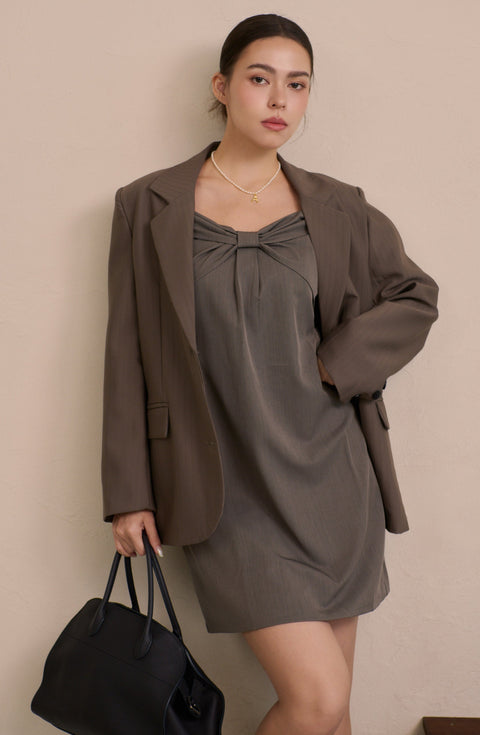 Take the lead stripe blazer in brown