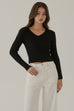 Floating free V neck knit top