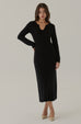 Feeling confident V neck knit dress in black