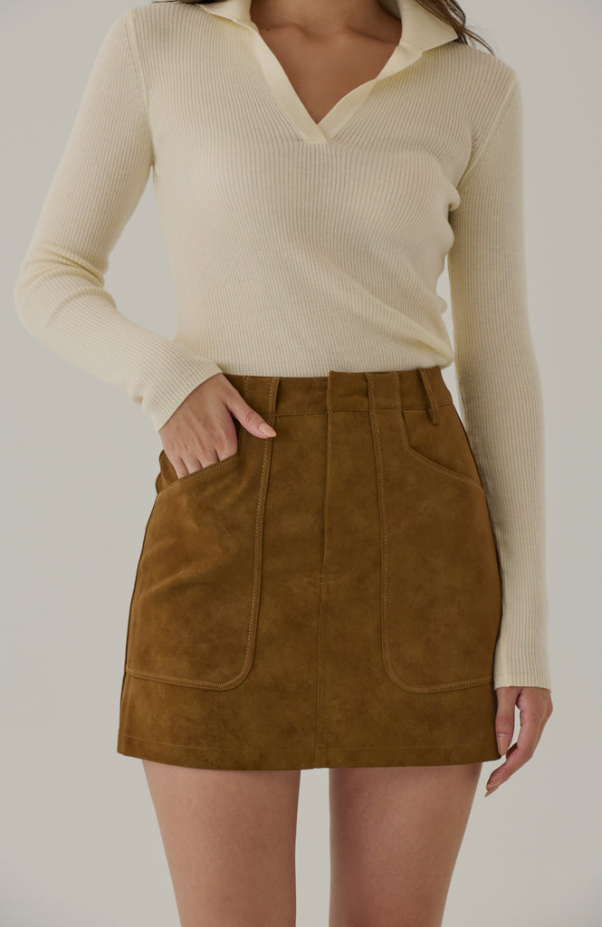 Brooklyn suede skort in caramel