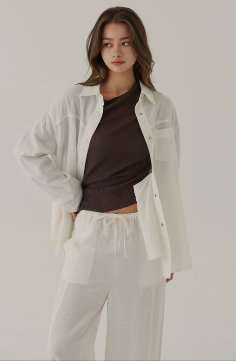 Fall for you linen shirt in white