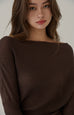 Daily life off-shoulder knit top in brown