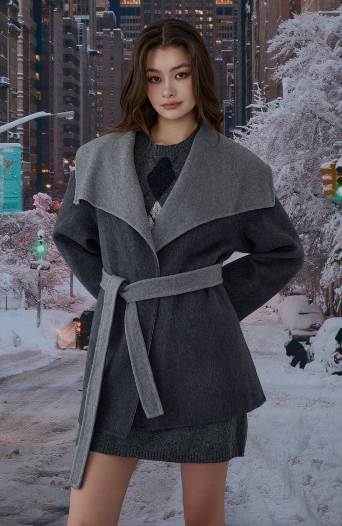 5th ave color contrast Wool Coat