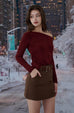 Gingerbread Knit Off-shoulder Top