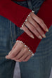 Pearl-Collar Knit Top Long Sleeves in Red
