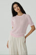 New life cooling knit cable sweater in pink