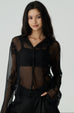 Embroidery lace top in black