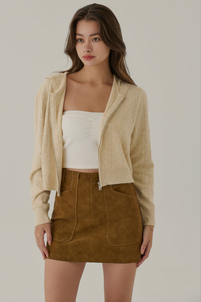 Seoul vibes knit hoodie in beige