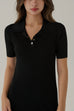 Campus polo knit dress in black