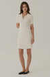 Campus polo knit dress in white