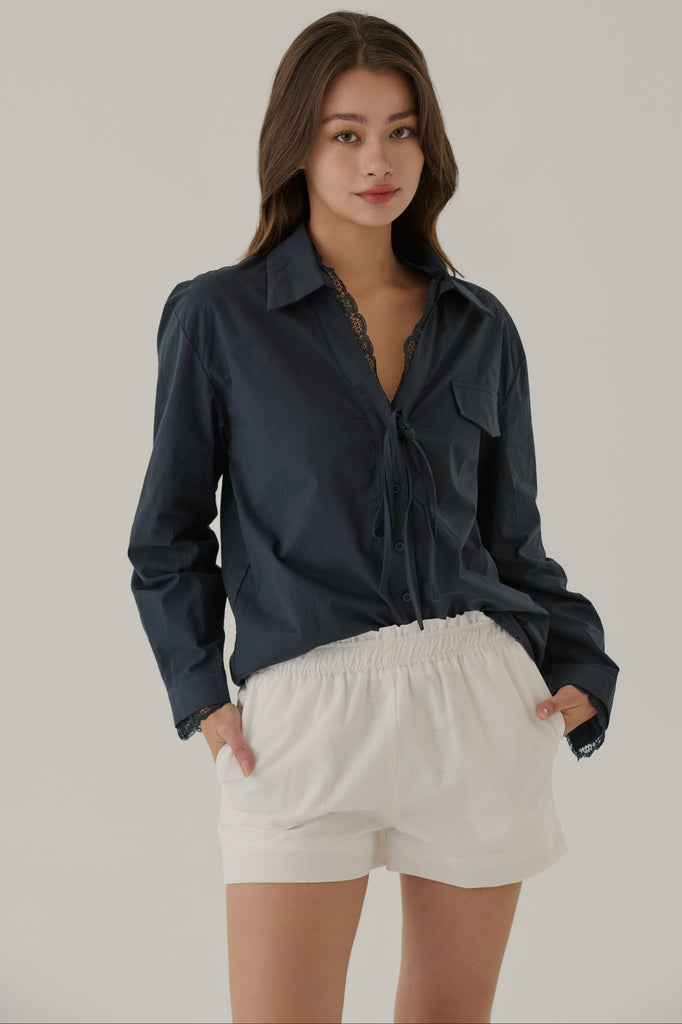 Laced whispers shirt in navy