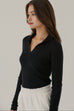 Join the meeting V neck knit top in black