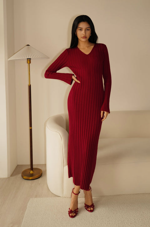 My natural beauty maxi knit dress (red/white)