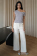 Trim pearl neck knit sleeveless top in blue
