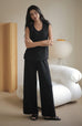 Gemma U neck knit top in black