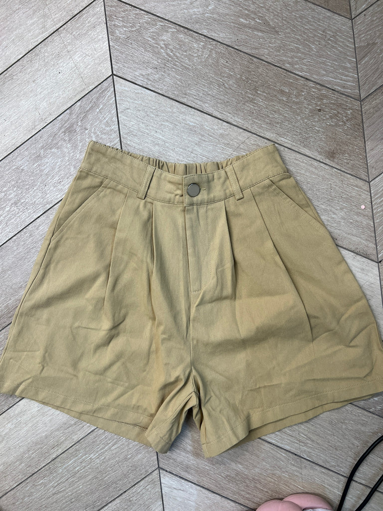 Smart Casual Cotton Short in Khaki/Black