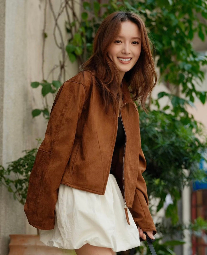 Cool with you suede jacket in Brown/Coffee