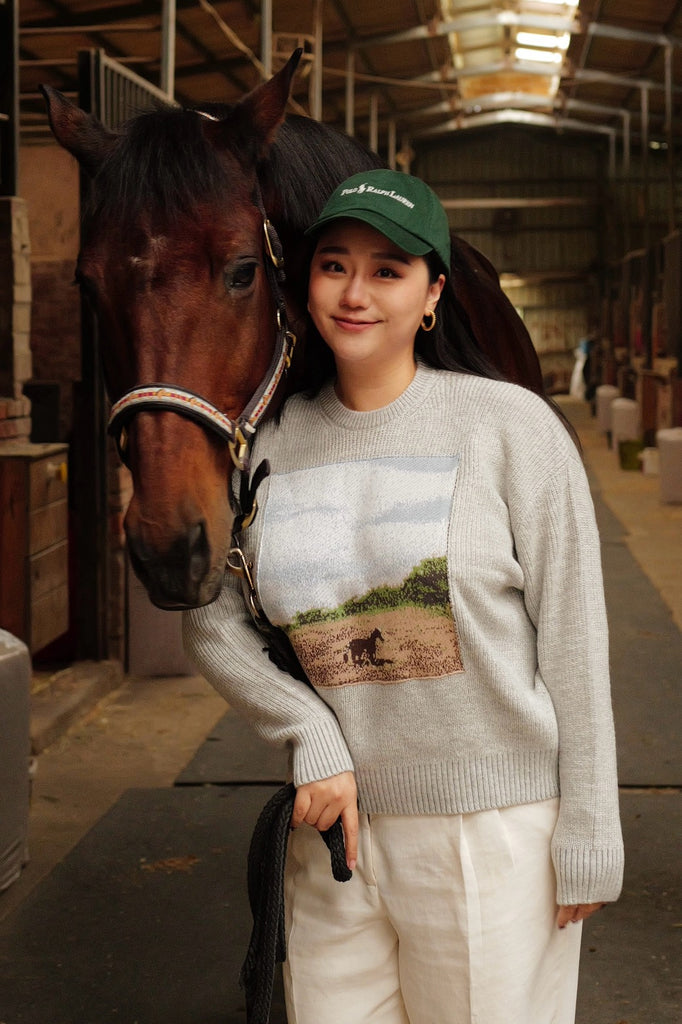 Cheval Gris knitted painting crew neck sweater