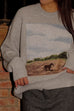 Cheval Gris knitted painting crew neck sweater