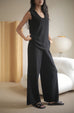 Gemma U neck knit top in black
